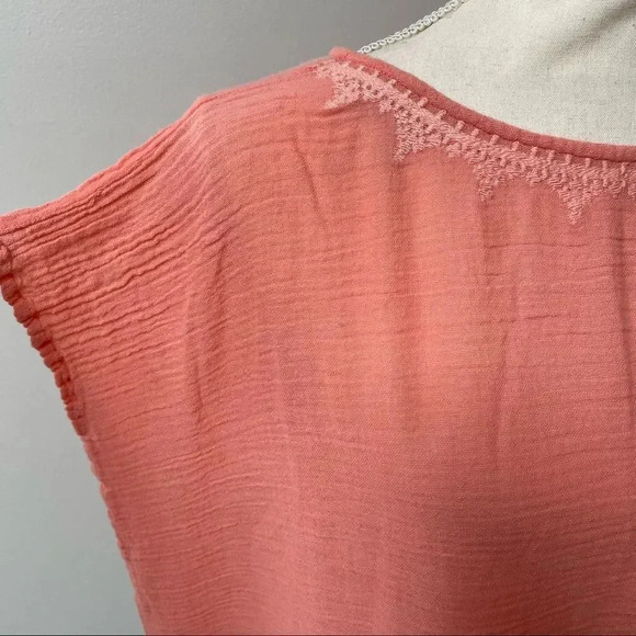 Roller Rabbit Lalla Embroidered Tassel Hem Pink Cotton Top XS Boho Summer - Picture 5 of 15